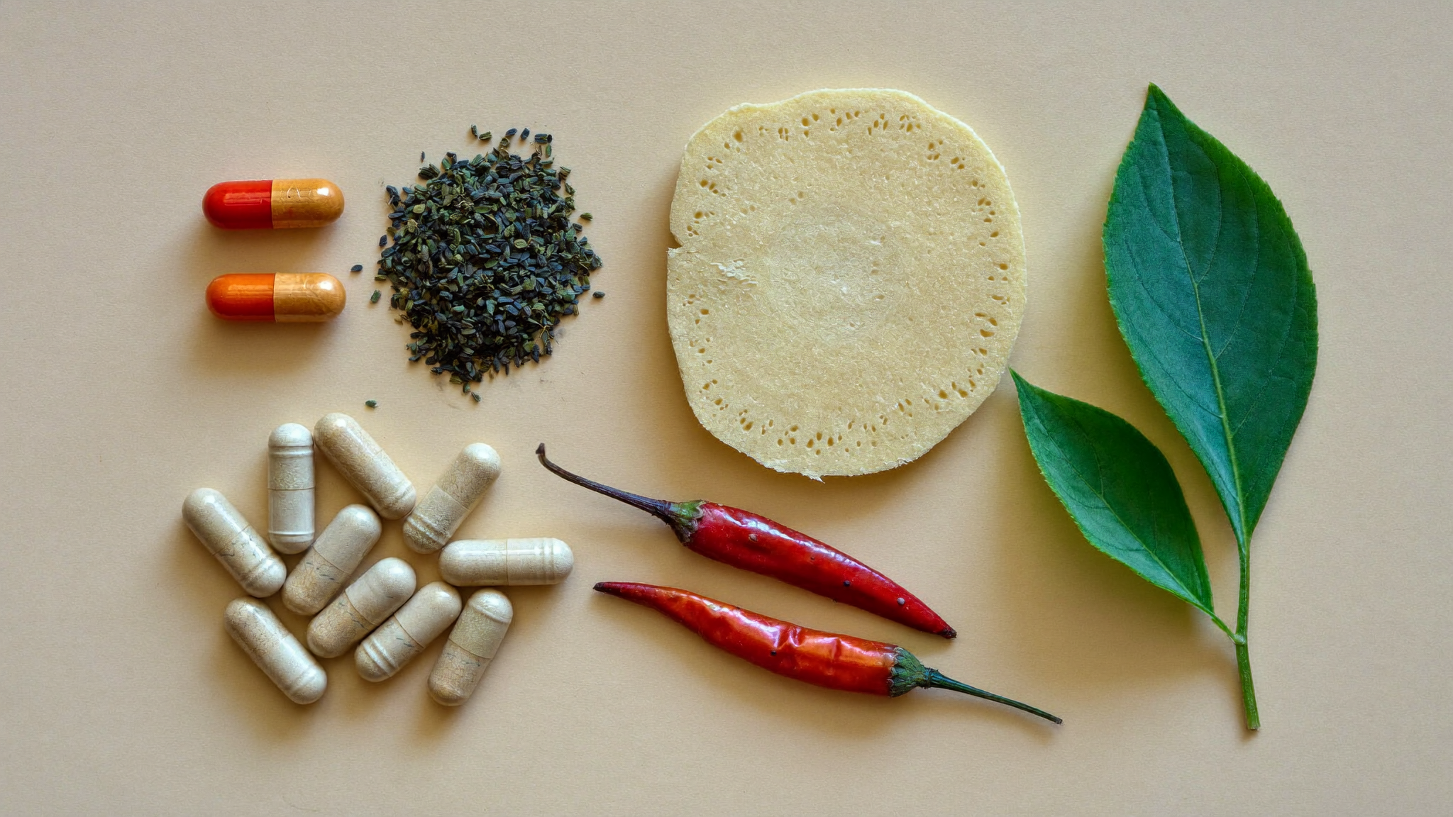 Vegane natuerliche Zutaten als Flatlay